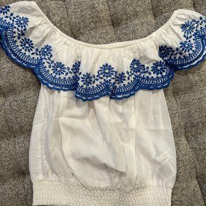 H&M girls off the shoulder eyelet top